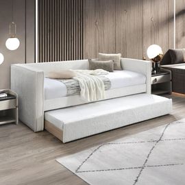 Lit Gigogne En Tissu Beige 90x190 Cm