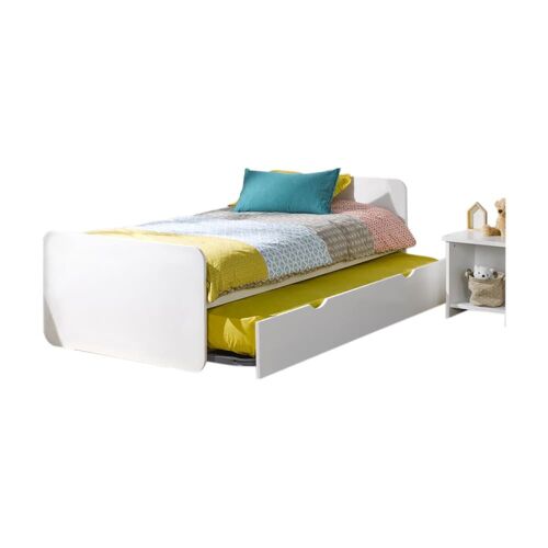 Lit 1 place bois massif blanc 90x200 cm
