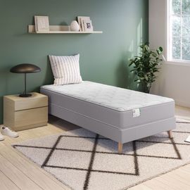 Ensemble 90x200 Matelas ressorts ensachés ferme H22 + sommier