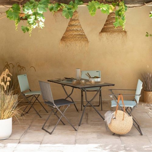 Fauteuil Pliant Compact En Acier Bleu L54xl60xh87