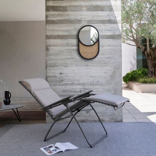 Fauteuil Relax Matelassé Zéro Gravité En Acier Beige L85xl71xh114