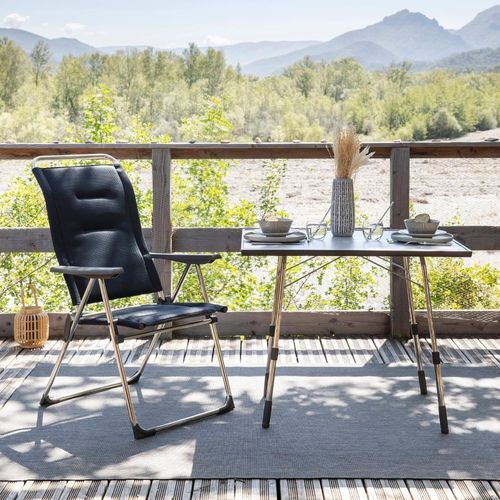 Fauteuil Pliant Matelassé En Aluminium Noir L67xl63xh111