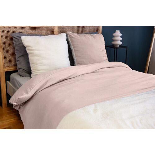Parure Housse De Couette Polyester Rose 260x240 Cm