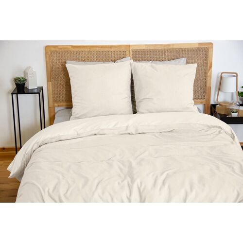 Parure Housse De Couette Polyester Creme 240x220 Cm
