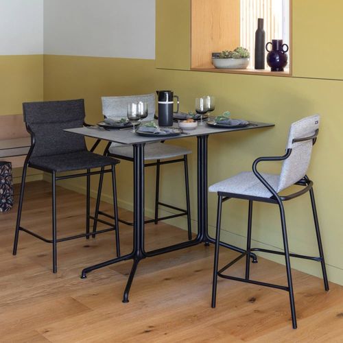 Fauteuil De Repas Matelassé Mi-Haut En Acier Noir L52xl58xh100