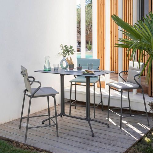 Fauteuil De Repas Matelassé Mi-Haut En Acier Beige L52xl58xh100