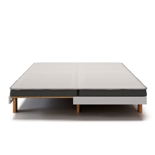 Pack lit gigogne avec matelas blanc et bois 80x200 cm
