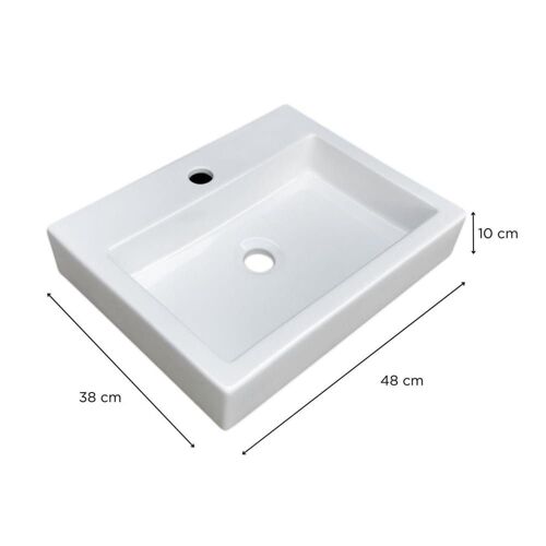 Vasque à poser rectangulaire 48x38cm + robinet + bonde