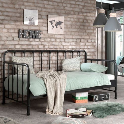 Lit Enfant Banquette En Métal 90x200cm - Noir