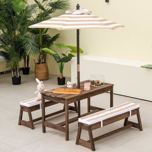 Table D'extérieur Pour Enfants En Bois Marron Avec Bancs