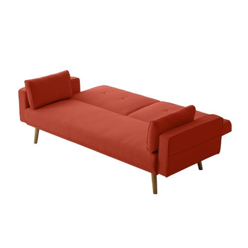 Canapé Droit Scandinave Convertible 3 Places En Tissu - Rouille