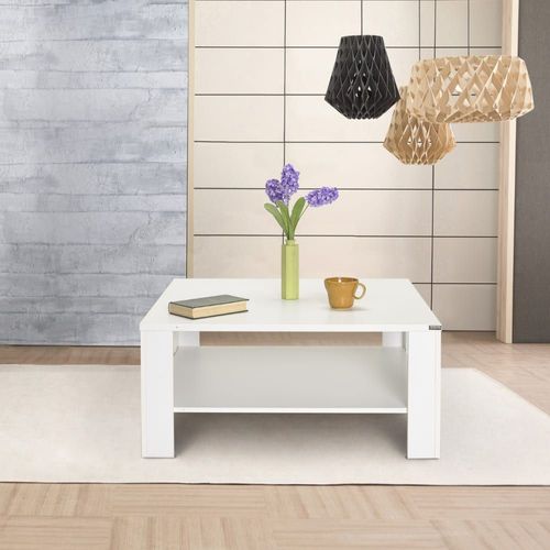 Table Basse 1 Étagère L90 Cm - Blanc