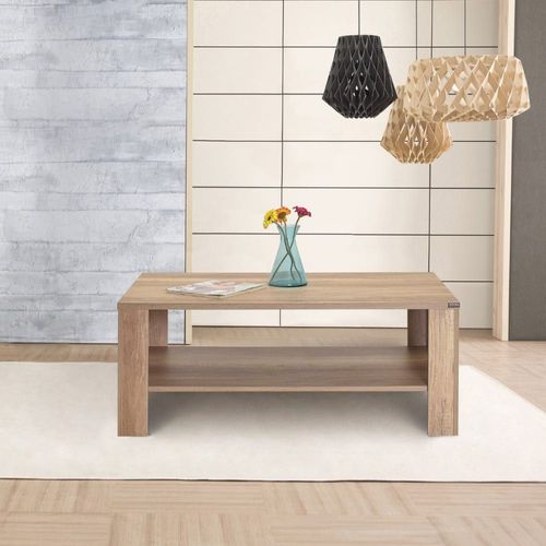 Table Basse 1 Étagère L110 Cm - Effet Noyer Clair