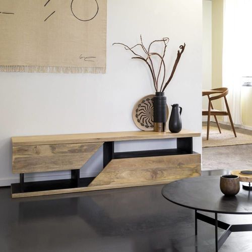 Meuble Tv En Bois Marron 170 Cm
