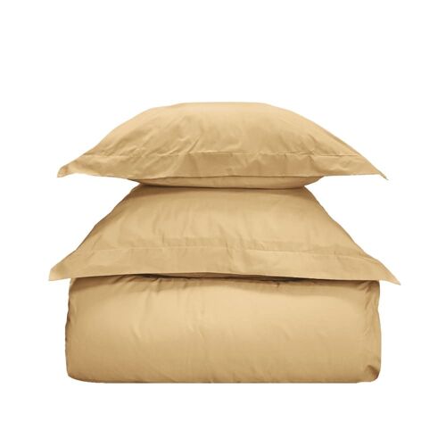 Parure De Lit Avec 2 Taies Carrées Coton 57 Fils Moka 240x220 Cm