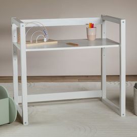 Bureau Enfant Réglable En Hauteur En Bois Massif, Blanc