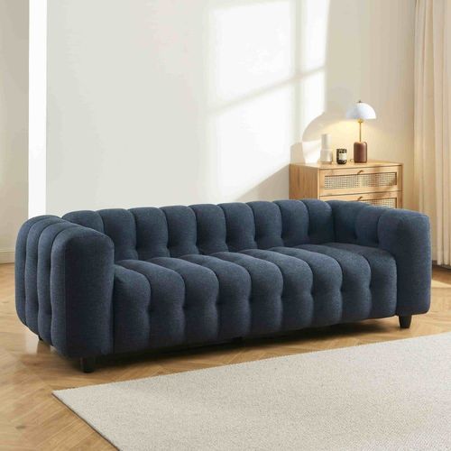 Canapé Droit En Tissu 3 Places Bleu