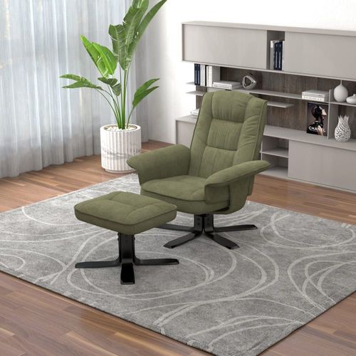 Fauteuil De Relaxation Avec Repose-Pieds En Velours Côtelé, Vert/Noir