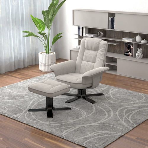 Fauteuil De Relaxation Avec Repose-Pieds En Velours Côtelé, Blanc/Noir