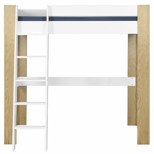 Lit Mezzanine 2 Places Blanc Et Bois 140x190 Cm