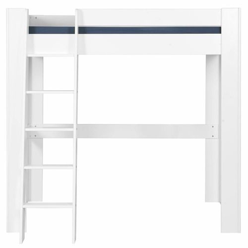 Pack lit mezzanine avec matelas bois massif blanc 90x190 cm