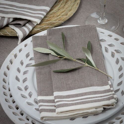 Serviette De Table (X4) Coton Taupe 45x45