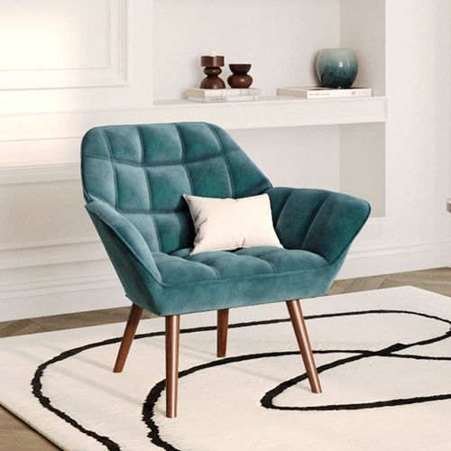 Fauteuil En Velours Bleu Canard