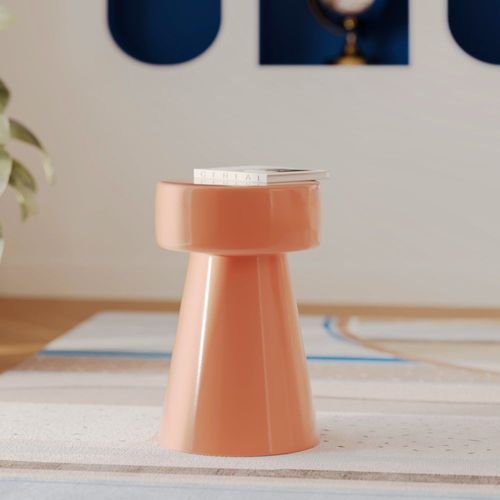 Table D'appoint Ronde En Métal Orange D30 Cm