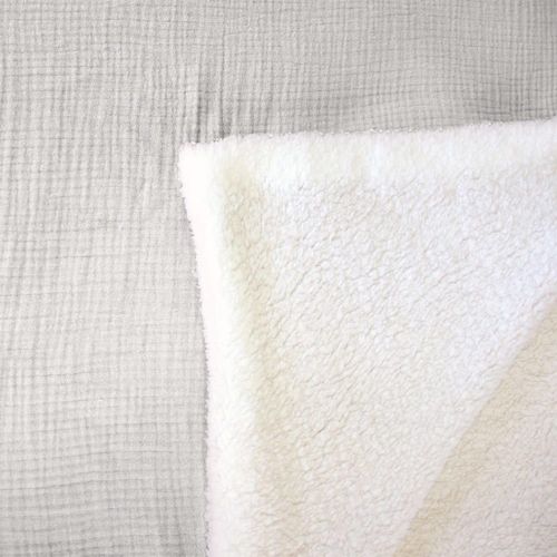 Plaid Sherpa Et Gaze De Coton 130 X 170 Cm Gris