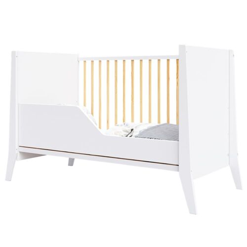 Lit Bébé Évolutif En Bois Blanc Et Pin - 120x60 Cm