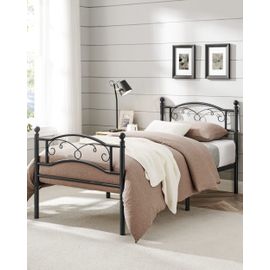 Lit 90 X 190 Cm 1 Personne En Métal Noir