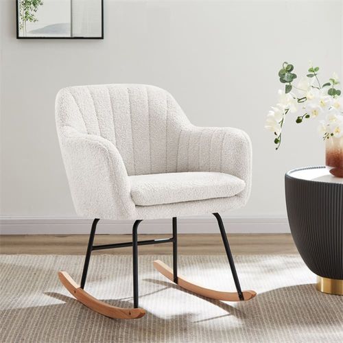 Fauteuil À Bouclette Blanche Rocking Chair