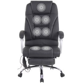 Chaise De Bureau Massant Et Réglable En Véritable Cuir Noir
