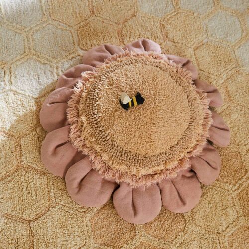 Coussin de sol pink daisy couverture en coton en rose Ø 70 cm