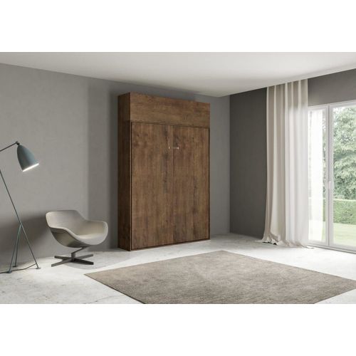 Lit Escamotable Vertical 120 Av.Èlèment Haut Effet Bois Noyer