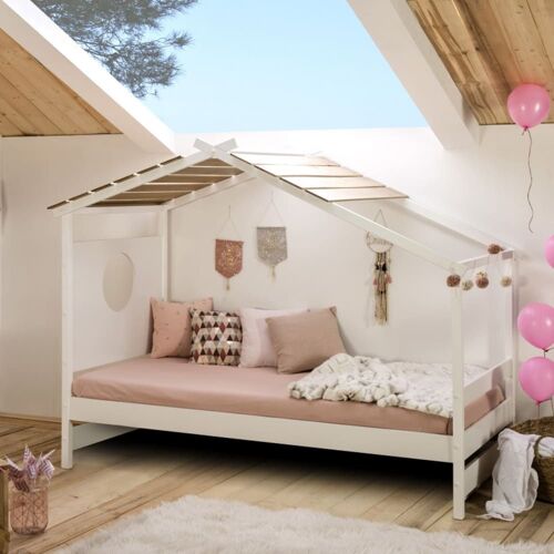 Lit cabane bois blanc 174x209x101cm