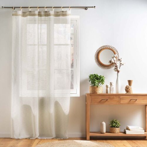 Voilage À ?illets Bois En Voile Tissé Lin 140x240cm