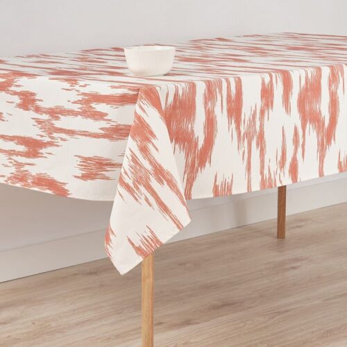 Nappe En Coton Avec Un Effet Marbré Orange Et Écru 300x155 Cm