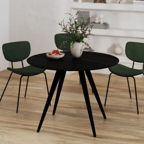 Table Ronde 4 Personnes En Bois De Frêne Plaqué Noir D105 Cm