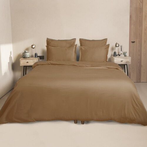 Drap Housse Satin De Coton Caramel 140x190x30
