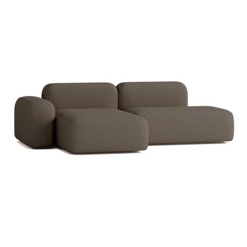 Canapé D'angle Modulable 3 Places En Tissu Marron