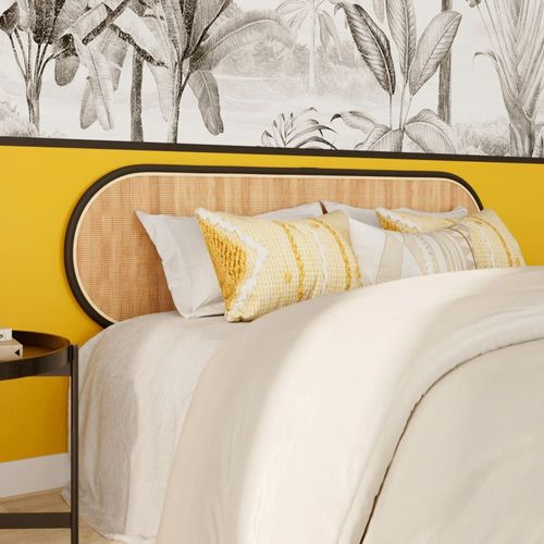 Tête De Lit En Rotin Naturel Et Noir 160 Cm
