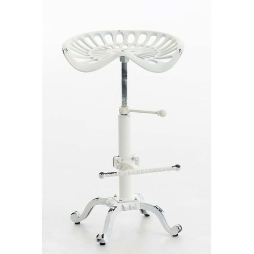 Tabouret De Bar Industriel Réglable En Métal Blanc Antique