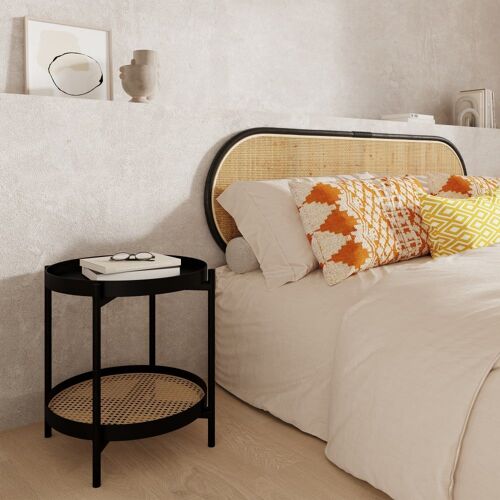 Table Basse En Cannage Et Bois De Mindi Noir D49 Cm