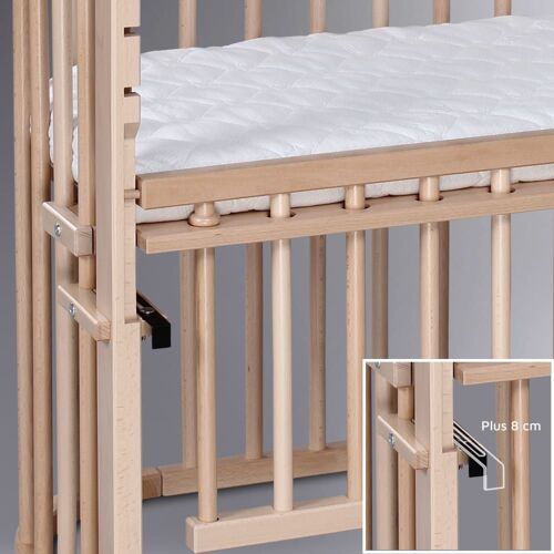 Grand Lit Berceau Cododo En Bois Naturel Avec Matelas - Maxi Comfort +
