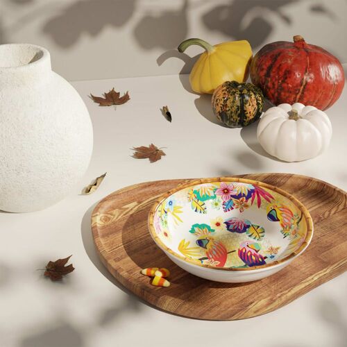 Grande Assiette Creuse En Mélamine Pure - 23 Cm - Perroquets De Bahia