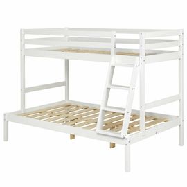 Pack Lit Superposé Avec 2 Matelas Bois Massif Blanc 140x190 Cm