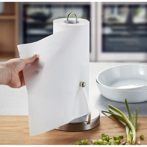 Porte rouleau de cuisine cocooning en acier inoxydable argent