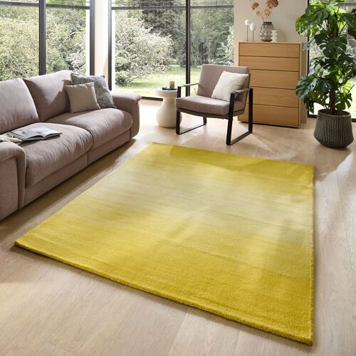 Tapis Dégradé De Couleur En Laine Jaune 70x140 Cm