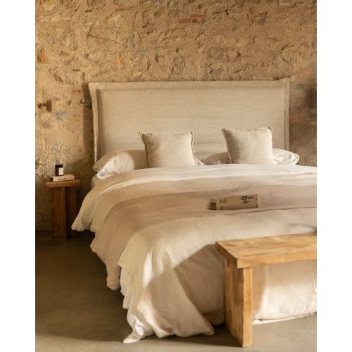 Tête De Lit Déhoussable En Lin Beige 180x110cm